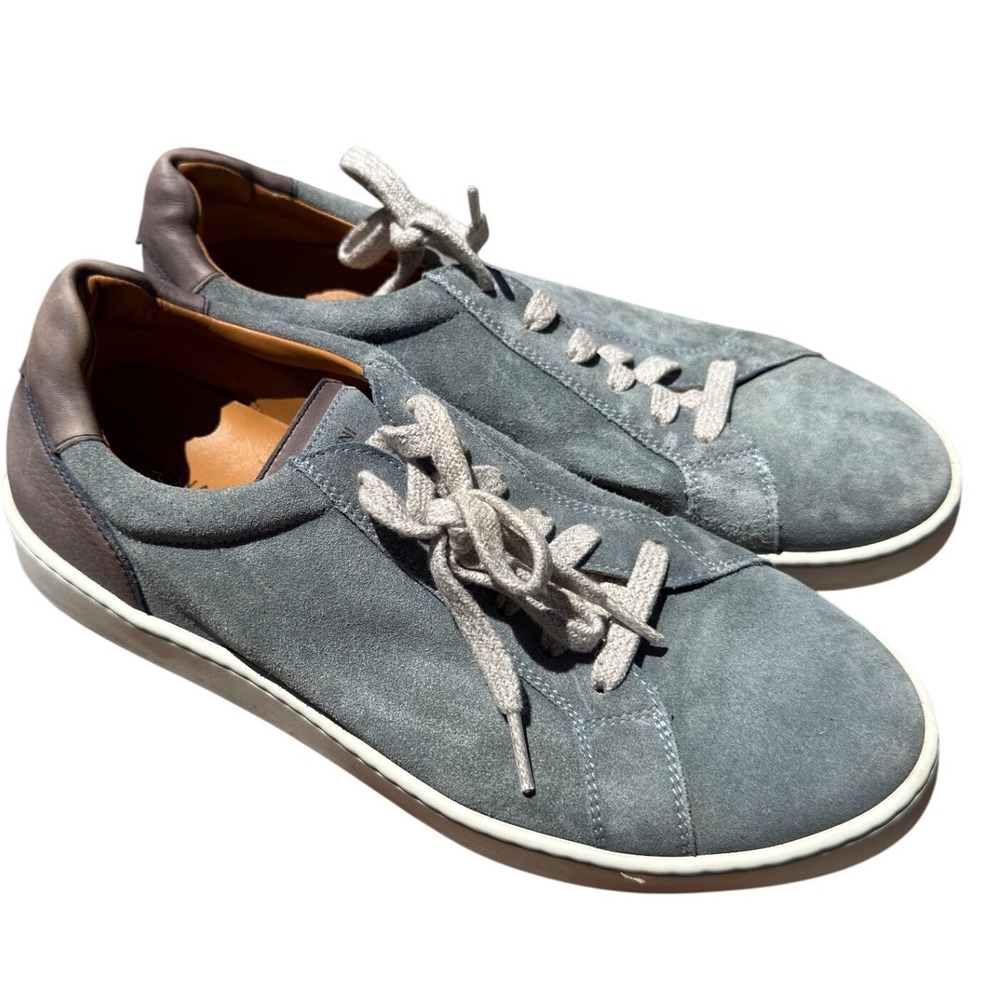 Magnanni Mens Slate Blue Suede Low Top Sneakers Made in Spain 395$ US 8 EU 41